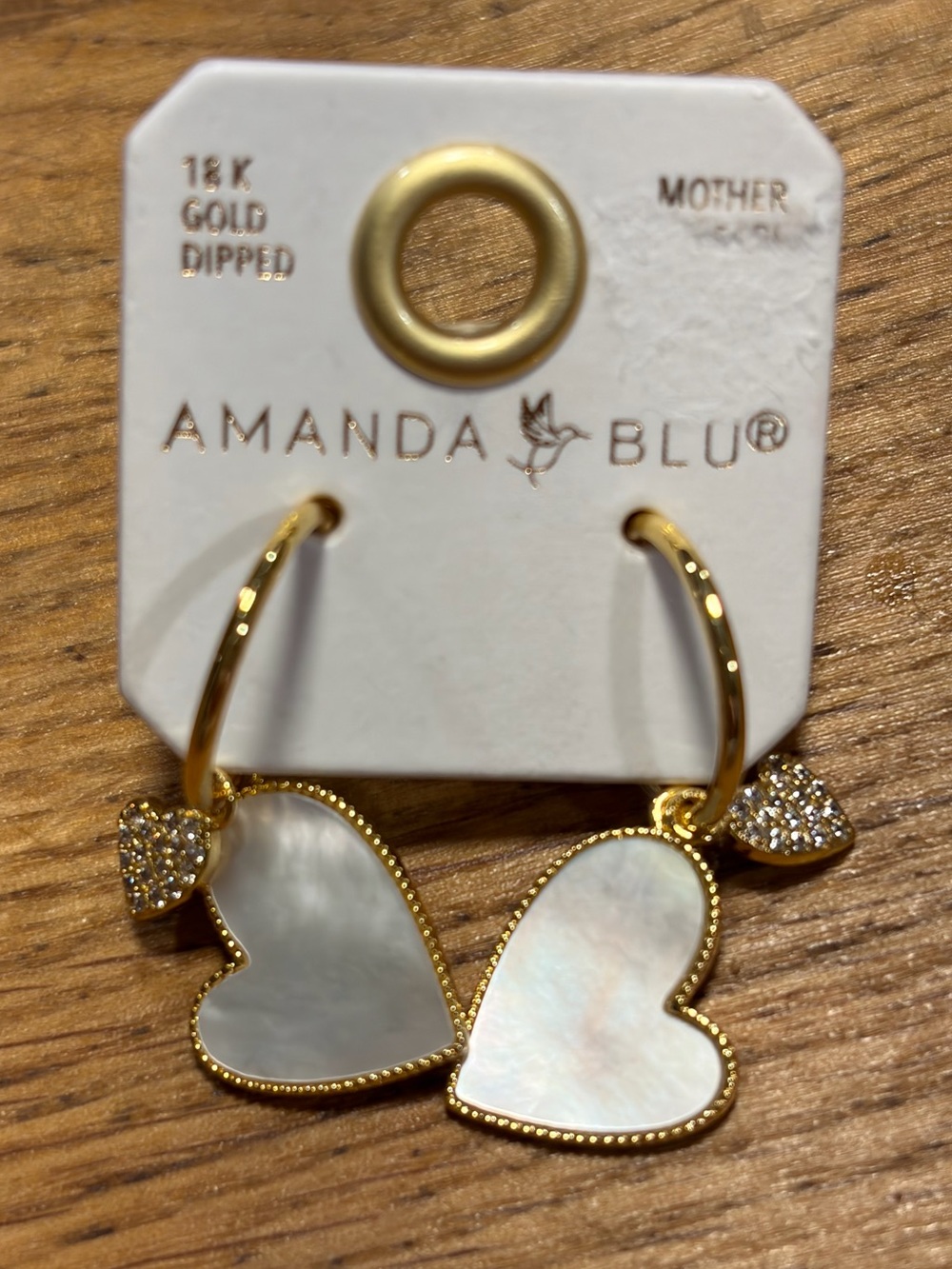 Gold Dipped Mother of Pearl Heart Hoop Earrings - White/Gold